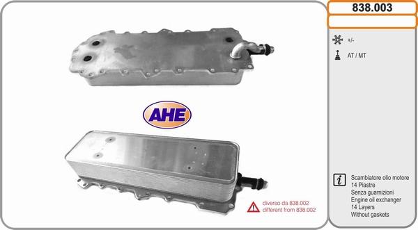 AHE 838.003 - Radiatore olio, Olio motore www.autoricambi360.it