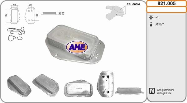 AHE 821.005 - Radiatore olio, Olio motore www.autoricambi360.it
