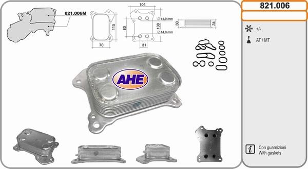 AHE 821.006 - Radiatore olio, Olio motore www.autoricambi360.it