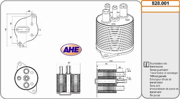 AHE 828.001 - Radiatore olio, Olio motore www.autoricambi360.it