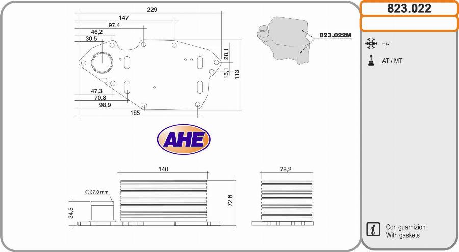 AHE 823.022 - Radiatore olio, Olio motore www.autoricambi360.it