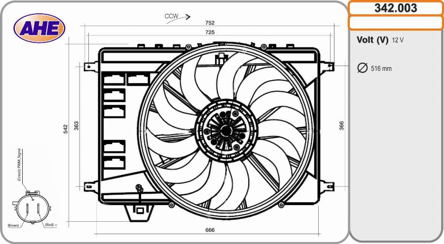AHE 342.003 - Ventola, Raffreddamento motore www.autoricambi360.it