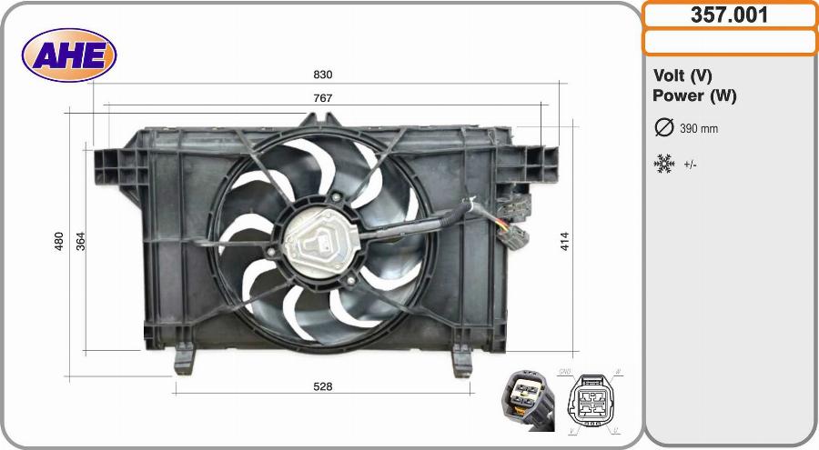 AHE 357.001 - Ventola, Raffreddamento motore www.autoricambi360.it