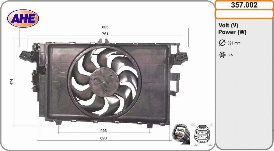 AHE 357.002 - Ventola, Raffreddamento motore www.autoricambi360.it