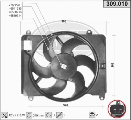 AHE 309.010 - Ventola, Raffreddamento motore www.autoricambi360.it