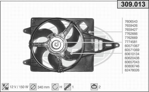 AHE 309.013 - Ventola, Raffreddamento motore www.autoricambi360.it