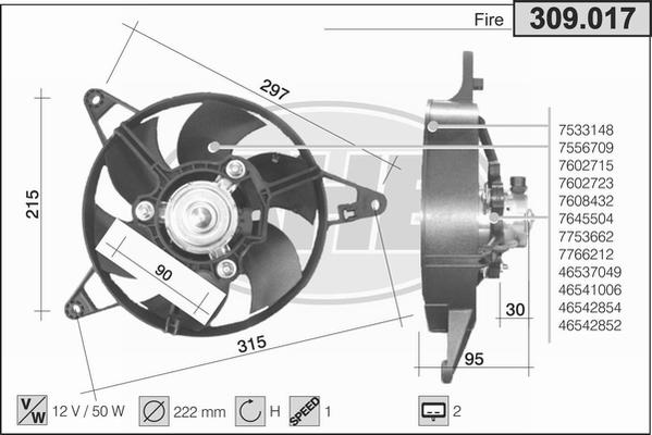 AHE 309.017 - Ventola, Raffreddamento motore www.autoricambi360.it