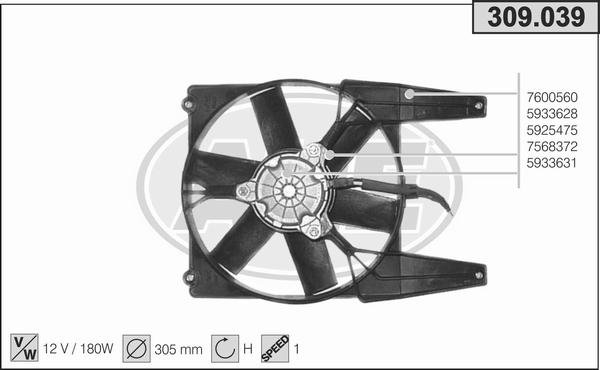 AHE 309.039 - Ventola, Raffreddamento motore www.autoricambi360.it