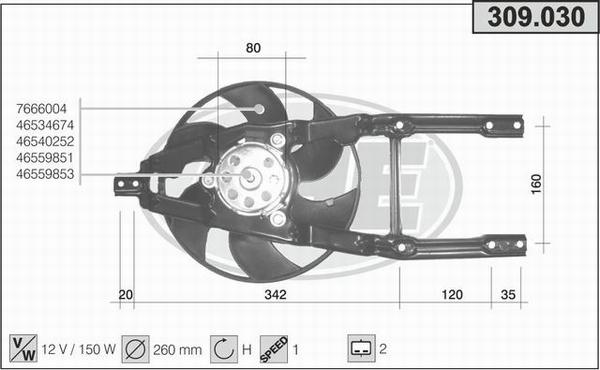 AHE 309.030 - Ventola, Raffreddamento motore www.autoricambi360.it