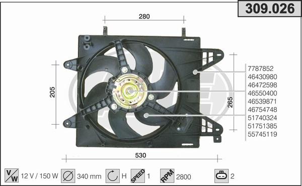 AHE 309.026 - Ventola, Raffreddamento motore www.autoricambi360.it