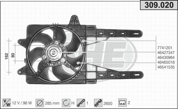 AHE 309.020 - Ventola, Raffreddamento motore www.autoricambi360.it