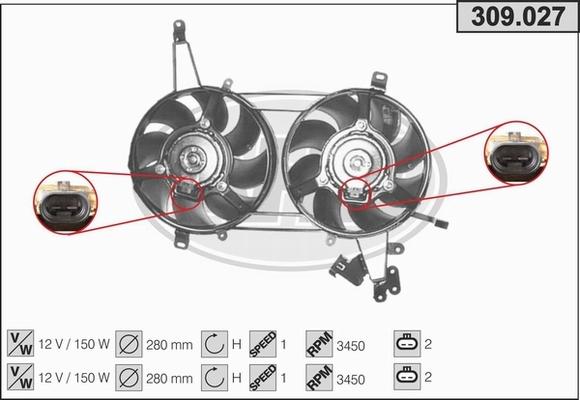 AHE 309.027 - Ventola, Raffreddamento motore www.autoricambi360.it