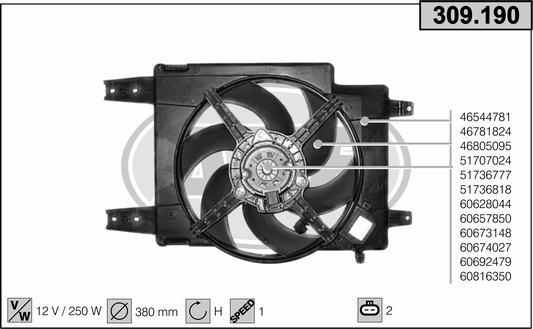AHE 309.190 - Ventola, Raffreddamento motore www.autoricambi360.it