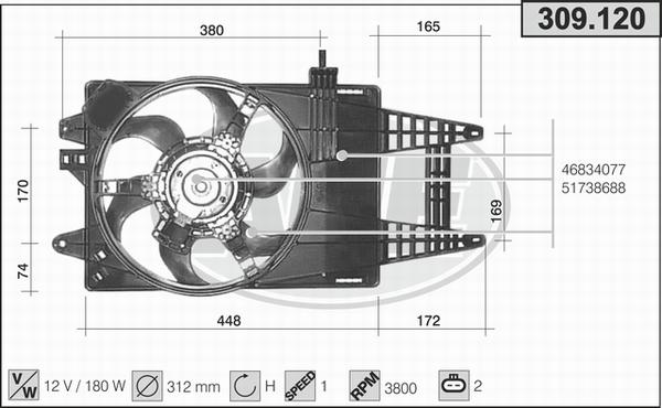 AHE 309.120 - Ventola, Raffreddamento motore www.autoricambi360.it