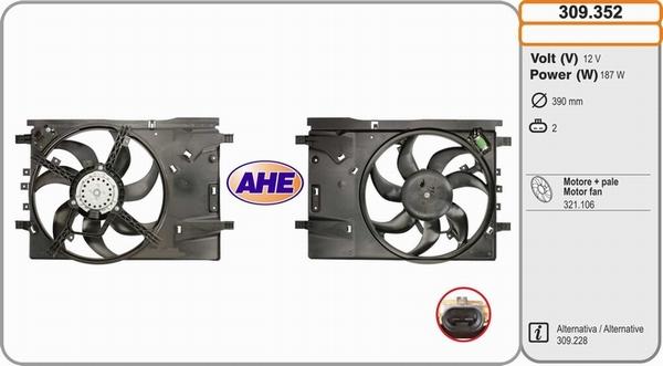 AHE 309.352 - Ventola, Raffreddamento motore www.autoricambi360.it