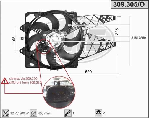 AHE 309.305/O - Ventola, Raffreddamento motore www.autoricambi360.it