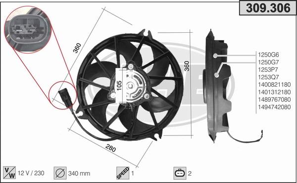 AHE 309.306 - Ventola, Raffreddamento motore www.autoricambi360.it