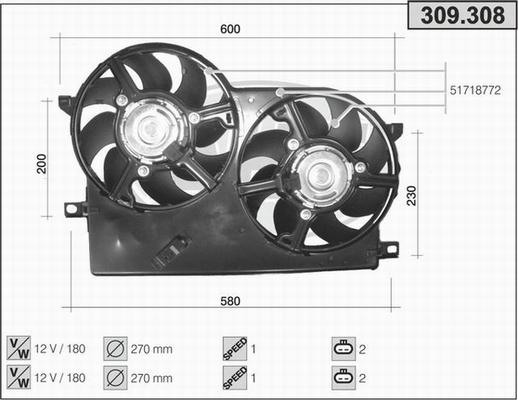 AHE 309.308 - Ventola, Raffreddamento motore www.autoricambi360.it