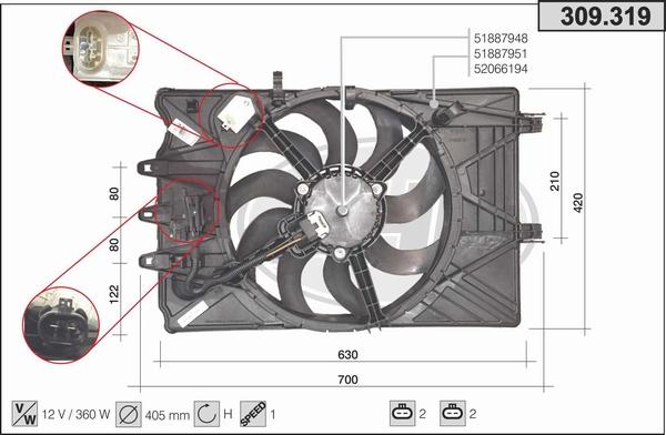 AHE 309.319 - Ventola, Raffreddamento motore www.autoricambi360.it