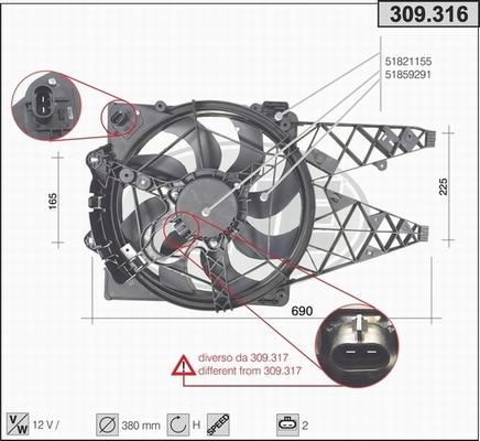 AHE 309.316 - Ventola, Raffreddamento motore www.autoricambi360.it