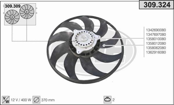 AHE 309.324 - Ventola, Raffreddamento motore www.autoricambi360.it