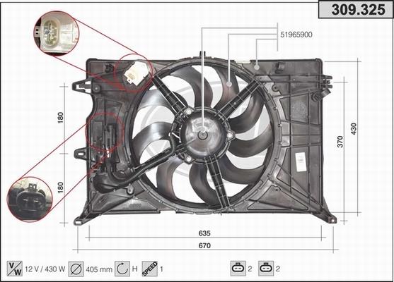 AHE 309.325 - Ventola, Raffreddamento motore www.autoricambi360.it