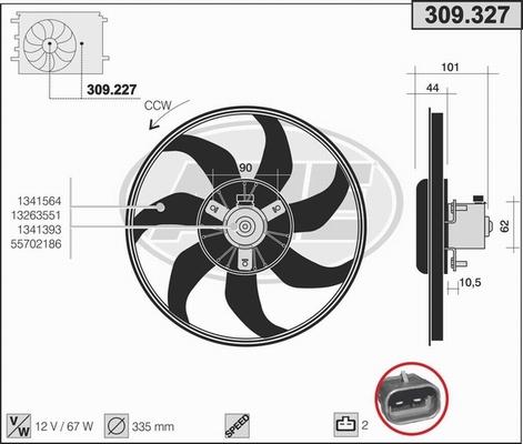 AHE 309.327 - Ventola, Raffreddamento motore www.autoricambi360.it