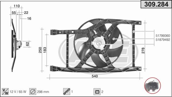 AHE 309.284 - Ventola, Raffreddamento motore www.autoricambi360.it