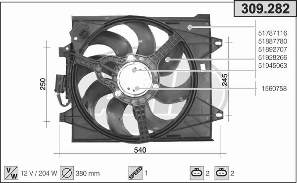 AHE 309.282 - Ventola, Raffreddamento motore www.autoricambi360.it