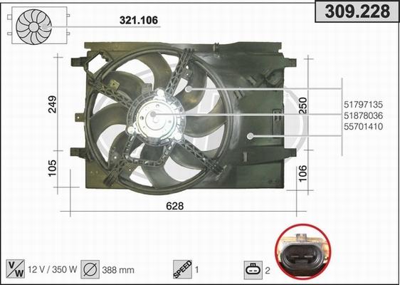 AHE 309.228 - Ventola, Raffreddamento motore www.autoricambi360.it