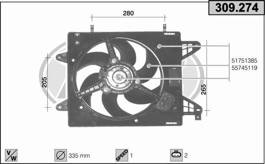 AHE 309.274 - Ventola, Raffreddamento motore www.autoricambi360.it