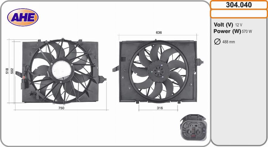 AHE 304.040 - Ventola, Raffreddamento motore www.autoricambi360.it