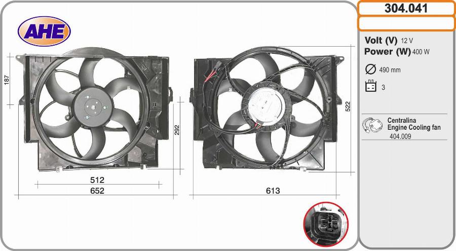 AHE 304.041 - Ventola, Raffreddamento motore www.autoricambi360.it