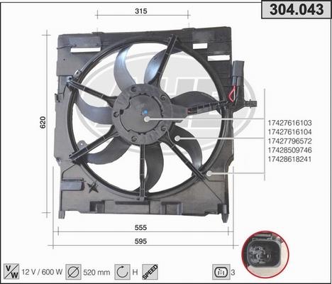 AHE 304.043 - Ventola, Raffreddamento motore www.autoricambi360.it