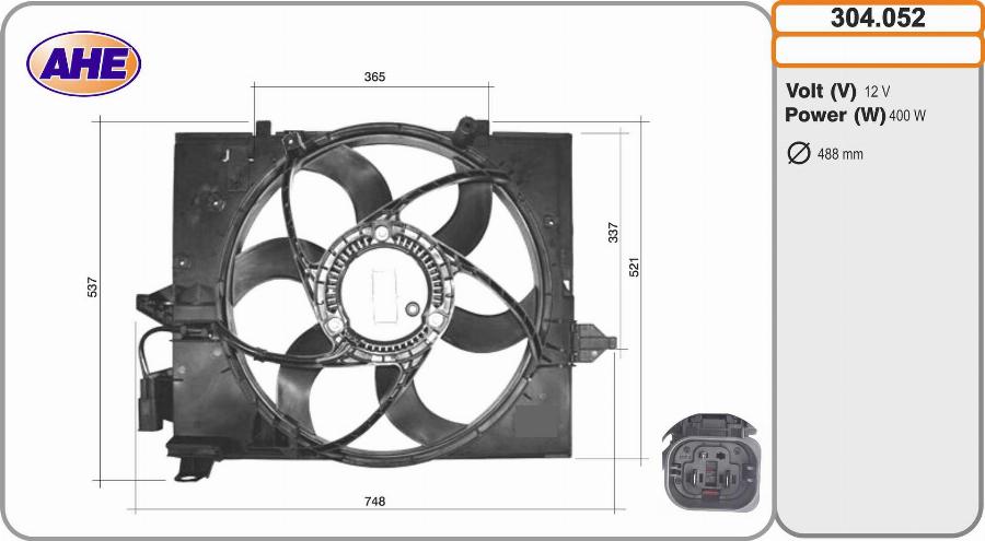 AHE 304.052 - Ventola, Raffreddamento motore www.autoricambi360.it