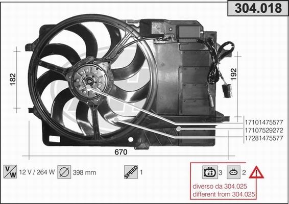 AHE 304.018 - Ventola, Raffreddamento motore www.autoricambi360.it