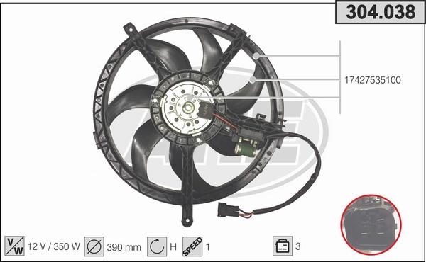 AHE 304.038 - Ventola, Raffreddamento motore www.autoricambi360.it