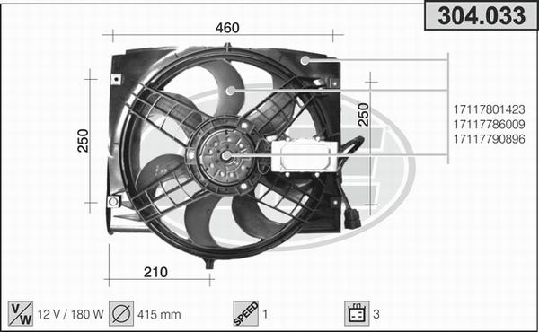 AHE 304.033 - Ventola, Raffreddamento motore www.autoricambi360.it