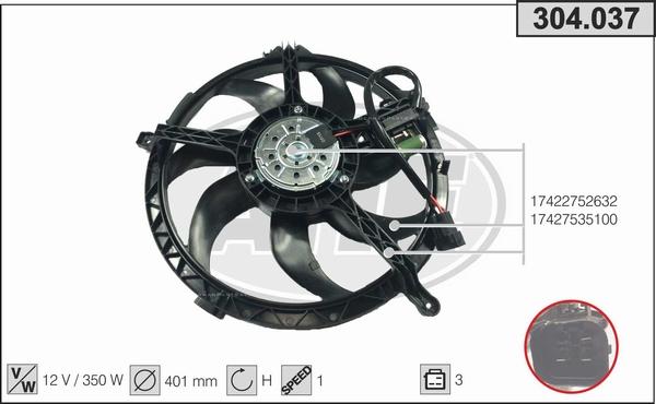 AHE 304.037 - Ventola, Raffreddamento motore www.autoricambi360.it
