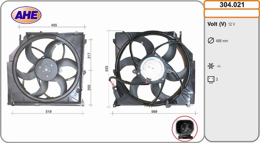 AHE 304.021 - Ventola, Raffreddamento motore www.autoricambi360.it