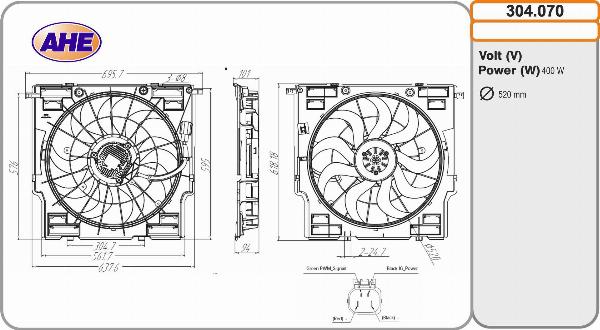 AHE 304.070 - Ventola, Raffreddamento motore www.autoricambi360.it