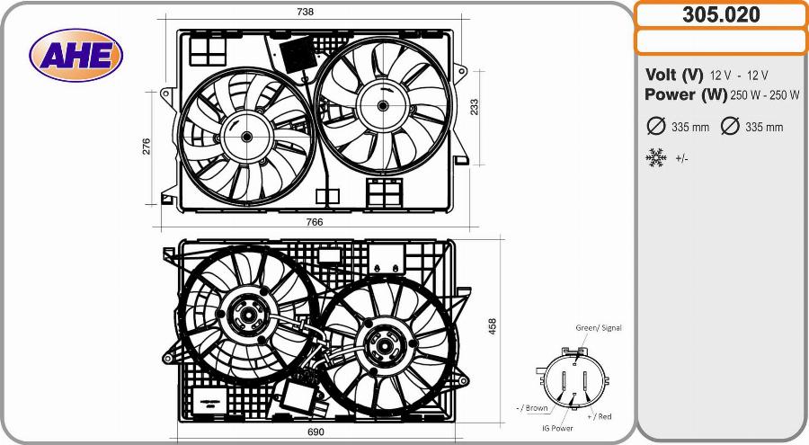 AHE 305.020 - Ventola, Raffreddamento motore www.autoricambi360.it