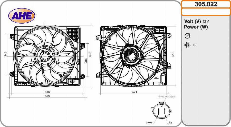 AHE 305.022 - Ventola, Raffreddamento motore www.autoricambi360.it