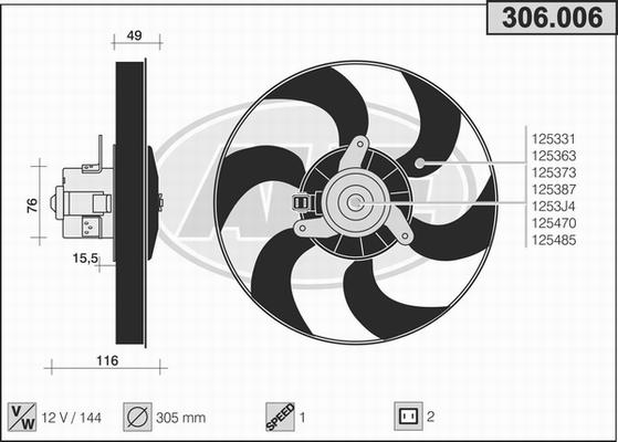 AHE 306.006 - Ventola, Raffreddamento motore www.autoricambi360.it