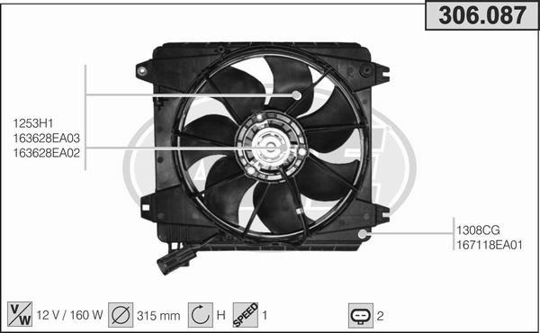 AHE 306.087 - Ventola, Raffreddamento motore www.autoricambi360.it