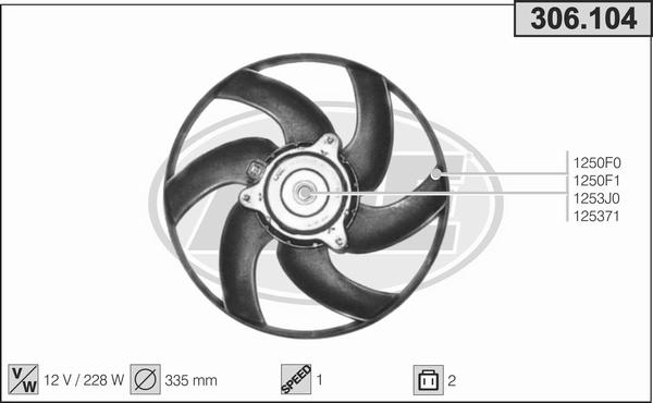 AHE 306.104 - Ventola, Raffreddamento motore www.autoricambi360.it