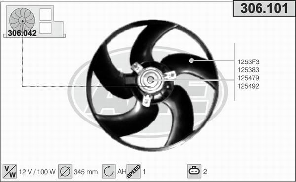 AHE 306.101 - Ventola, Raffreddamento motore www.autoricambi360.it
