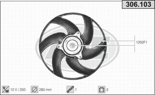 AHE 306.103 - Ventola, Raffreddamento motore www.autoricambi360.it