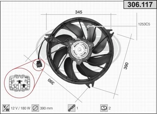 AHE 306.117 - Ventola, Raffreddamento motore www.autoricambi360.it