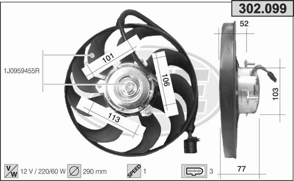 AHE 302.099 - Ventola, Raffreddamento motore www.autoricambi360.it